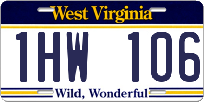 WV license plate 1HW106