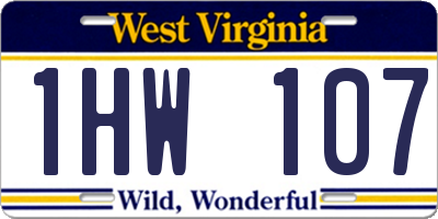 WV license plate 1HW107