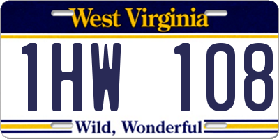 WV license plate 1HW108