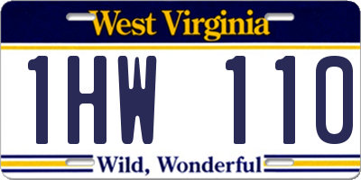 WV license plate 1HW110
