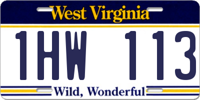 WV license plate 1HW113