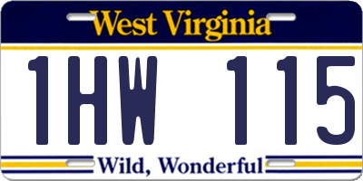 WV license plate 1HW115