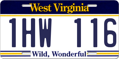 WV license plate 1HW116