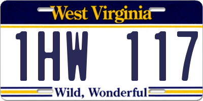 WV license plate 1HW117