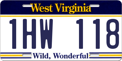 WV license plate 1HW118