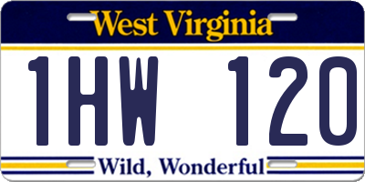 WV license plate 1HW120