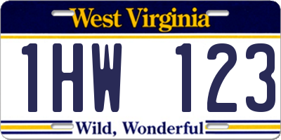 WV license plate 1HW123