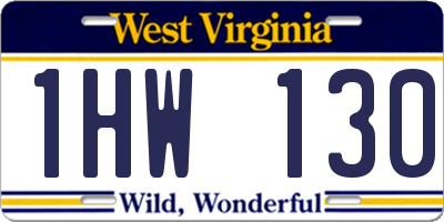 WV license plate 1HW130