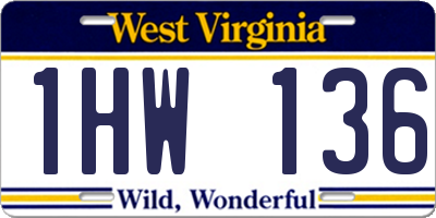 WV license plate 1HW136