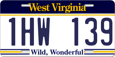 WV license plate 1HW139