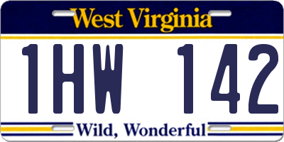 WV license plate 1HW142