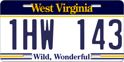 WV license plate 1HW143