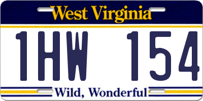 WV license plate 1HW154