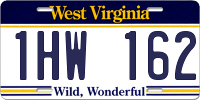 WV license plate 1HW162