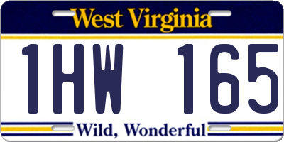 WV license plate 1HW165