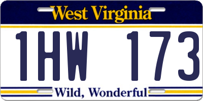 WV license plate 1HW173