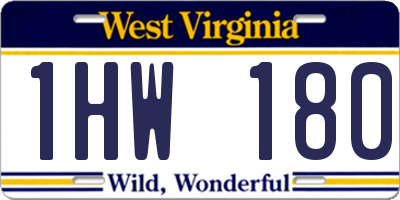 WV license plate 1HW180