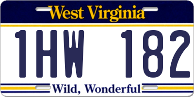 WV license plate 1HW182