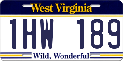 WV license plate 1HW189