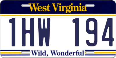 WV license plate 1HW194