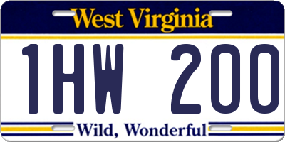 WV license plate 1HW200