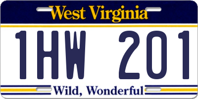 WV license plate 1HW201