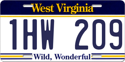 WV license plate 1HW209