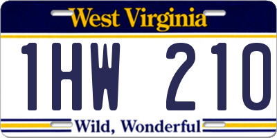 WV license plate 1HW210