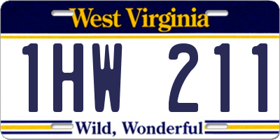 WV license plate 1HW211
