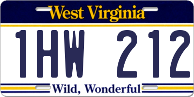 WV license plate 1HW212