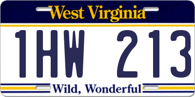 WV license plate 1HW213