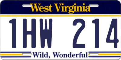 WV license plate 1HW214