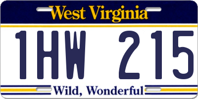 WV license plate 1HW215