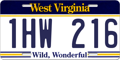 WV license plate 1HW216