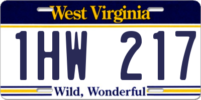 WV license plate 1HW217