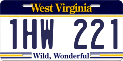 WV license plate 1HW221