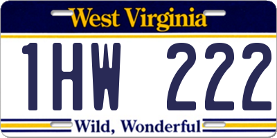 WV license plate 1HW222