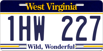WV license plate 1HW227