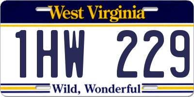 WV license plate 1HW229