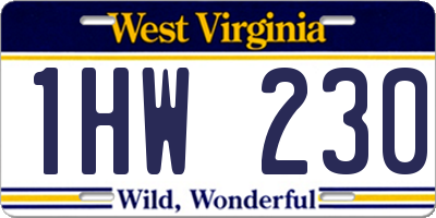WV license plate 1HW230