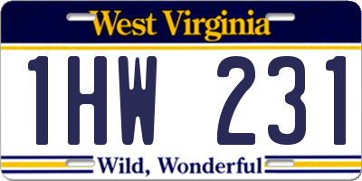 WV license plate 1HW231