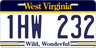 WV license plate 1HW232