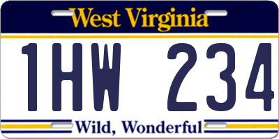 WV license plate 1HW234