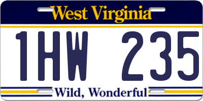 WV license plate 1HW235
