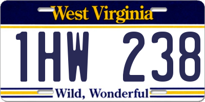 WV license plate 1HW238