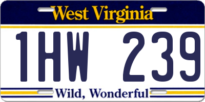 WV license plate 1HW239