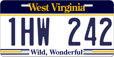 WV license plate 1HW242
