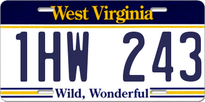 WV license plate 1HW243