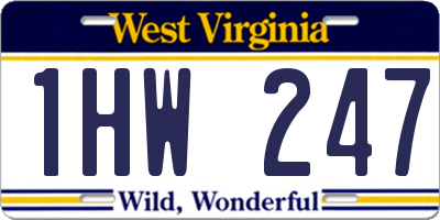 WV license plate 1HW247