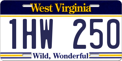 WV license plate 1HW250